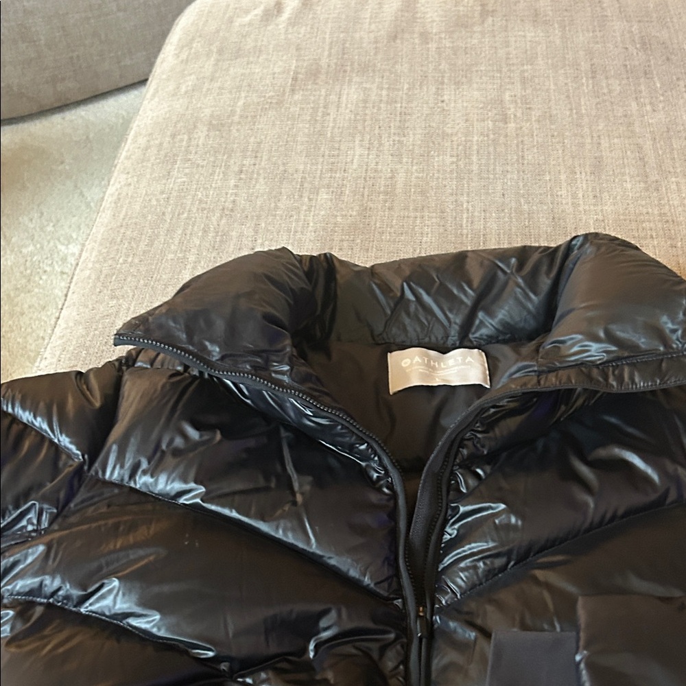 Athleta Women’s Black Glossy Puffer Jacket - Picture 3 of 16